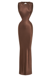 Electra Satin Cut Out Maxi Dress - Mocha